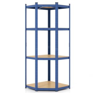 4-Tier Corner Shelving Unit Adjustable Garage Storage Utility Rack for Warehouse Blue |   Garages Garages Blue