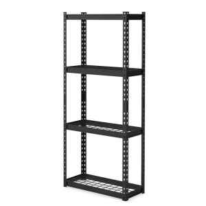 4-Tier Metal Shelving Unit with Anti-slip Foot Pad and Anti-tipping Device Black |   Garages Garages Black