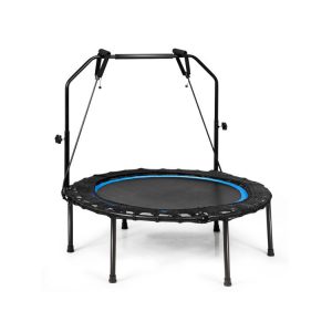 40 Inch Foldable Fitness Rebounder with Resistance Bands Adjustable Home Blue |   Trampolines Outdoor Play Blue