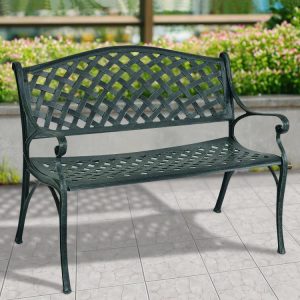 40 Inch Outdoor Aluminum Antique Garden Patio Bench Ancient Green |   Outdoor Benches Outdoor & Patio Furniture Ancient Green