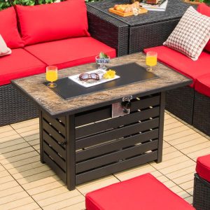 42 Inch 50000 BTU Propane Fire Pit Table with Ore Powder Surface Black |   Fire Pits Fire Pits Black