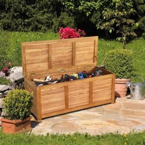 47 Gallon Acacia Wood Storage Bench Box for Patio Garden Deck Nature |   Sheds & Outdoor Storage Outdoor Storage & Garages Nature