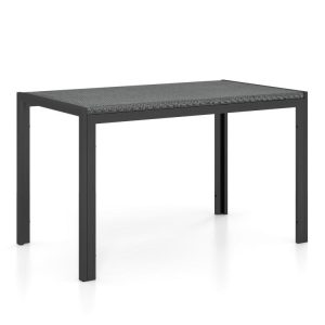 48 Inch Wicker Dining Table Patio Rectangular Rattan Table Black |   Patio Tables Outdoor & Patio Furniture Black