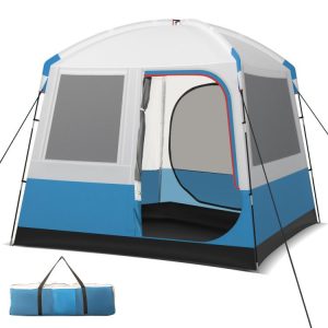 5 Person Camping Tent with Mesh Windows and Carrying Bag for Camping Hiking Traveling White |   Tents Camping Tents