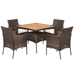 5 Pieces Wicker Patio Dining Set with 4 Armrest Chairs  |   Patio Dining Sets Outdoor & Patio Furniture Patio Dining Sets