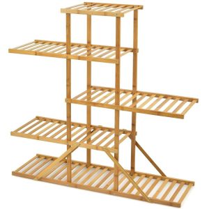 5-tier 10 Potted Bamboo Plant Stand Natural |   Plant Stands Garden Natural