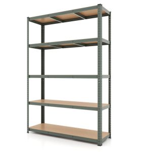 5-Tier Heavy Duty Metal Shelving Unit with 2200 LBS Total Load Capacity Gray |   Garages Garages Garages