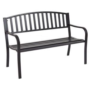 50 Inch Patio Garden Bench Loveseats for Outdoor Black |   Outdoor Benches Outdoor & Patio Furniture Black