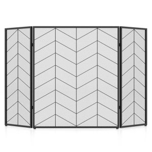 52 x 31 Inch Fireplace Screen Black & Gray |   Fireplace Tools Fireplace Tools Black & Gray