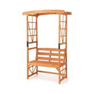 6.2 FT Tall Patio Garden Arbor with Pergola and 2-Seat Bench for Garden Lawn Backyard Decoration Yellow |   Beach & Lawn Chairs Beach & Lawn Chairs Beach & Lawn Chairs