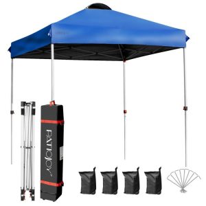 6.6 x 6.6 Feet Outdoor Pop-up Canopy Tent with Roller Bag Blue |   Canopies Canopies Blue