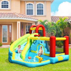 6-in-1 Inflatable Bounce House with Climbing Wall and Basketball Hoop with Blower  |   Bounce House Bounce House Bounce House