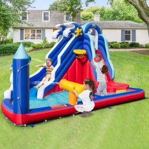 6-In-1 Inflatable Water Park with Climbing Wall Splash Pool (Without Blower)  |   Bounce House Bounce House Bounce House