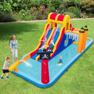 6-In-1 Inflatable Water Slide with Dual Slides Climbing Wall and Cave Crawling Game with 950W Blower  |   Bounce House Bounce House Bounce House