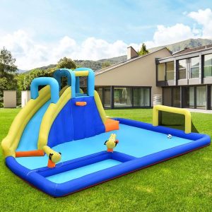 6-in-1 Inflatable Water Slides with Blower for Kids Blue And Yellow |   Bounce House Bounce House Blue And Yellow