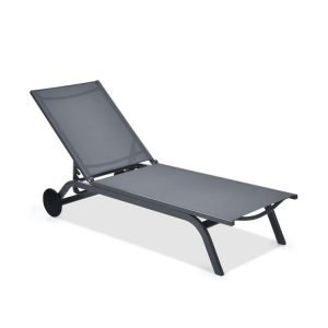 6-Position Adjustable Fabric Outdoor Patio Recliner Chair Gray |   Outdoor Chaise Lounges Outdoor & Patio Furniture Gray