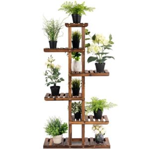 6 Tier Garden Wooden Shelf Storage Plant Rack Stand   |   Plant Stands Garden Plant Stands