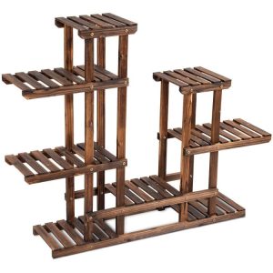 6 Tier Wooden Shelf Storage Plant Rack Stand  |   Plant Stands Garden Plant Stands