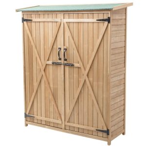 64 Inch Outdoor Wooden Storage Shed with Double Lockable Doors for Backyard  |   Sheds & Outdoor Storage Outdoor Storage & Garages Sheds & Outdoor Storage