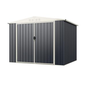 7.5 x 6.3 FT Metal Outdoor Storage Shed with Lockable Door Gray |   Sheds & Outdoor Storage Outdoor Storage & Garages Gray