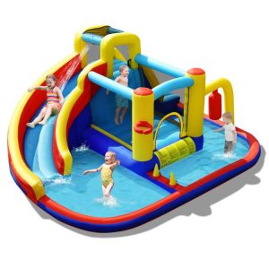 7-in-1 Inflatable Water Slide Bounce Castle with Splash Pool and Climbing Wall without Blower Multicolor |   Bounce House Bounce House Bounce House