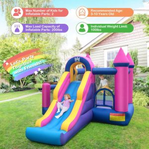 7-in-1 Kids Inflatable Bounce House with Long Slide and 735W Blower  |   Bounce House Bounce House Bounce House