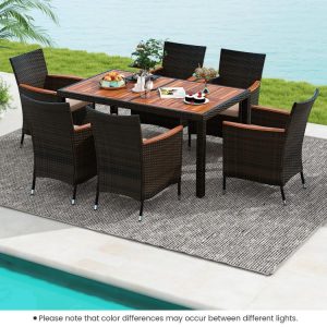 7 Pieces Garden Dining Patio Rattan Set with Cushions for Backyard  |   Patio Dining Sets Outdoor & Patio Furniture Patio Dining Sets