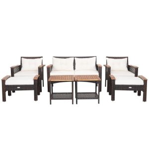 7 Pieces Patio Rattan Cushioned Conversation Furniture Set  |   Patio Conversation Sets Outdoor & Patio Furniture Patio Conversation Sets