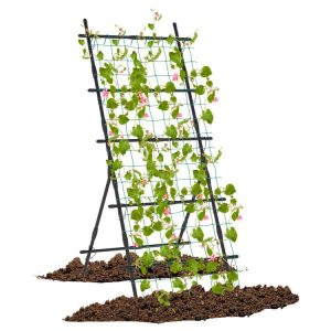 74 Inch Garden Cucumber Trellis with PE-Coated Frame for Climbing Plants Black |   Plant Supports Garden Black