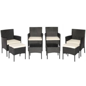 8 Pieces Patio Wicker Conversation Set with 2 Coffee Tables and 2 Ottomans  |   Patio Conversation Sets Outdoor & Patio Furniture Patio Conversation Sets