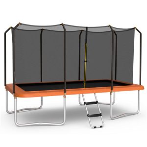 8 x 14 Feet Rectangular Recreational Trampoline with Safety Enclosure Net and Ladder Orange |   Trampolines Outdoor Play Orange