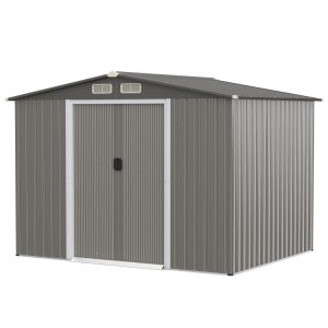 8 x 6 Feet Galvanized Steel Storage Shed for Garden Yard Gray |   Sheds & Outdoor Storage Outdoor Storage & Garages Gray