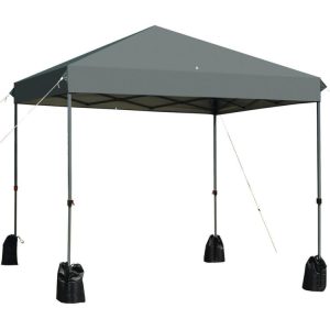 8 x 8 Feet Outdoor Pop-up Canopy Tent with Portable Roller Bag and Sand Bags Gray |   Canopies Canopies Canopies