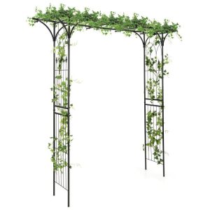 81 Inch Garden Arbor Metal Archway for Climbing Plants Black |   Outdoor Decor Outdoor Black