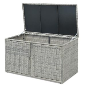 88 Gallon Garden Patio Rattan Storage Container Box Gray |   Sheds & Outdoor Storage Outdoor Storage & Garages Gray