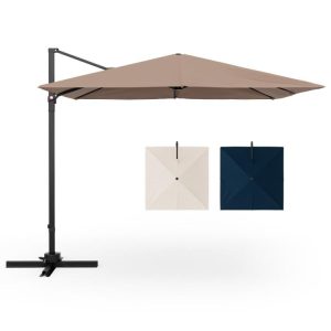 9.5 Feet Square Patio Cantilever Umbrella with 360° Rotation Coffee |   Outdoor Umbrellas Outdoor Shades Coffee