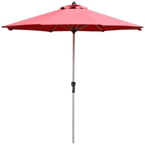 9 Feet Patio Outdoor Market Umbrella with Aluminum Pole without Weight Base Dark Red |   Outdoor Umbrellas Outdoor Shades Dark Red