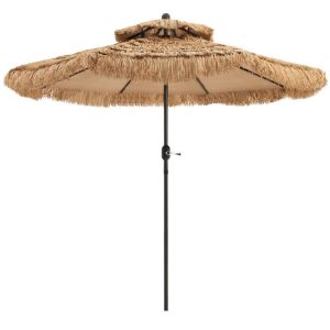 9 Feet Thatched Tiki Umbrella with 8 Ribs Natural |   Outdoor Umbrellas Outdoor Shades Natural