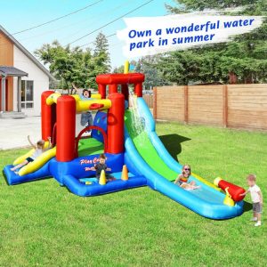 9-in-1 Inflatable Kids Water Slide Bounce House with 860W Blower Multicolor |   Bounce House Bounce House Bounce House