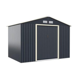 9 x 6 Feet Metal Storage Shed for Garden and Tools Gray |   Sheds & Outdoor Storage Outdoor Storage & Garages Gray