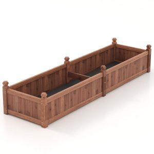 91 x 24 x 16 Inch Divisible Planter Box with Corner Drainage and Non-woven Liner for Growing Vegetables Brown |   Raised Garden Beds Garden Brown