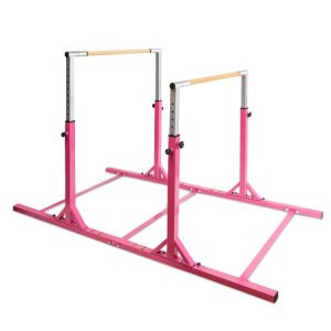 Adjustable Kids Double Horizontal Bars Gymnastic Training Parallel Bars Pink |   Toy Sports Outdoor Play Pink