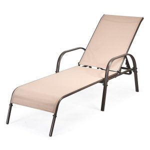 Adjustable Patio Chaise Folding Lounge Chair with Backrest Brown |   Outdoor Chaise Lounges Outdoor & Patio Furniture Brown