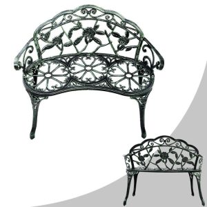 Aluminum Patio Outdoor Garden Bench Chair Loveseat Cast Green |   Outdoor Benches Outdoor & Patio Furniture Green