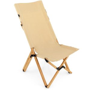 Bamboo Folding Camping Chair with 2-Level Adjustable Backrest Natural |   Camping Furniture Camping Camping Furniture