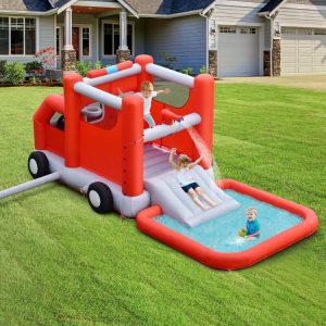 Fire Truck Themed Inflatable Castle Water Park Kids Bounce House with 480W Blower  |   Bounce House Bounce House Bounce House