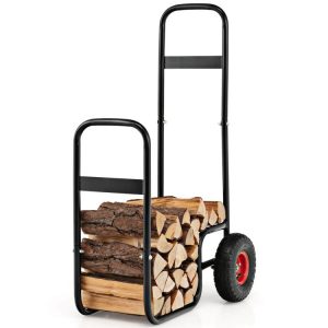 Firewood Log Cart Carrier with Wear-Resistant and Shockproof Rubber Wheels  |   Log Storage Log Storage Log Storage