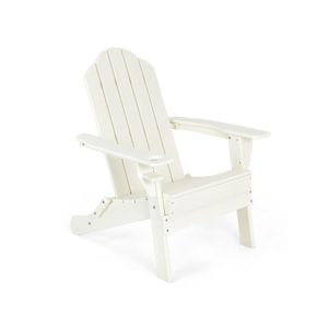 Foldable Weather Resistant Patio Chair with Built-in Cup Holder White |   Adirondack Chairs Adirondack Chairs Adirondack Chairs