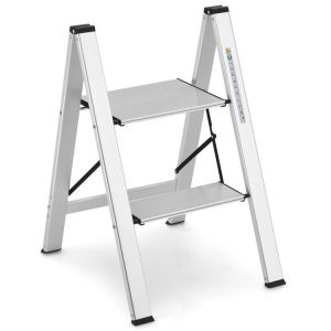 Folding Aluminum 2-Step Ladder with Non-Slip Pedal and Footpads Silver |   Garden Tools Garden Garden Tools