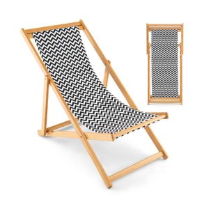 Folding Bamboo Sling Chair with Adjustable Backrest and Canvas Natural |   Outdoor Chaise Lounges Outdoor & Patio Furniture Natural